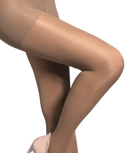 Image of MILA MARRUTTI Women's Dark Nude Slimming Tights for Women | Sheer Shaping Stockings Pantyhose | Skin Color Control Top Nylons - Tan, M