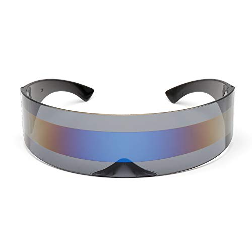 Image of PLOPLO 2 Pack Futuristic Cyclops Monoblock Shield Mirrored Sunglasses Sunglass Glasses