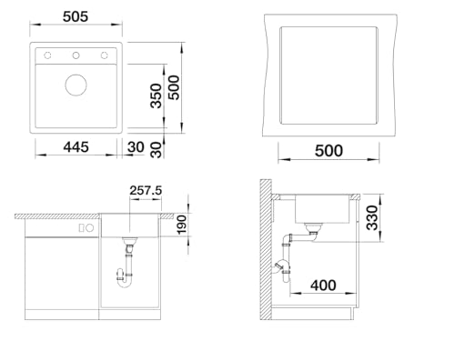 BLANCO DALAGO 5-F | Granitspüle aus SILGRANIT softweiß | Einbauart: Flächenbündig | für 50 cm breite Unterschränke | Großes Beckenvolumen für optimale Nutzung | Reinigungsfreundliche Öberfläche