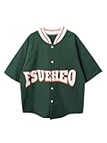 Zaldita Kinder Mädchen Jungen Tanzshirt Hip Hop Kurzarm Baseball Jacke Hemdjacke Sportsmantel Training Schule Jazz Grün 158-164