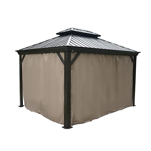 Kozyard Privacy Curtain Outdoor Waterproof Sidewall for Hardtop, OEM Replacement for Patio Gazebo Curtains - Alexander, Caesar, Rosana, Apollo (10ft x 12ft, Brown