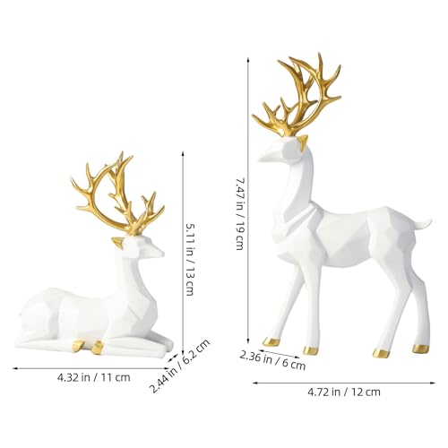 Décoration de chambre de luxe avec statuettes de renne blanches en résine haut de gamme