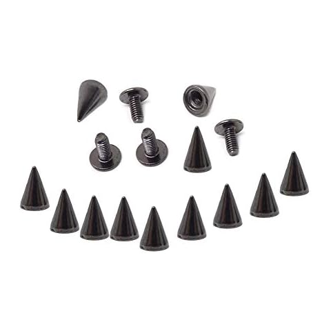 7x10mm Cone Spikes Screwback Studs DIY Punk Rock Bullet Rivets Metal Studs Spike for Leather-Craft Pack of 100 (Gunblack) Cover