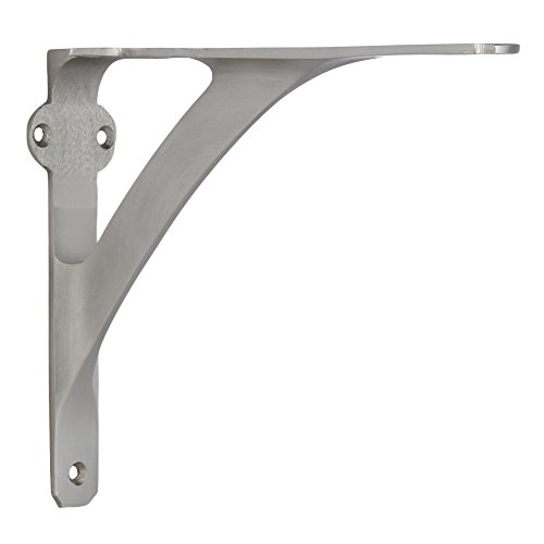 [Set Of 2] Shelf Brackets For 6", 8", 10" Shelves - Brushed Nickel Finish - 7.88" X 5.88" - Heavy Duty Brass Shelf Bracket - L Brackets For Wall Shelves - Easy To Install - Hardware Included #TOP2
