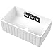 Nuie White Kitchen Sink 30 inch Single Bowl Apron Fluted Front Farmhouse Sink with Central Waste Position, Fireclay Ceramic Kitchen Sinks, Farmhouse Sinks for Kitchens - 30x18x10