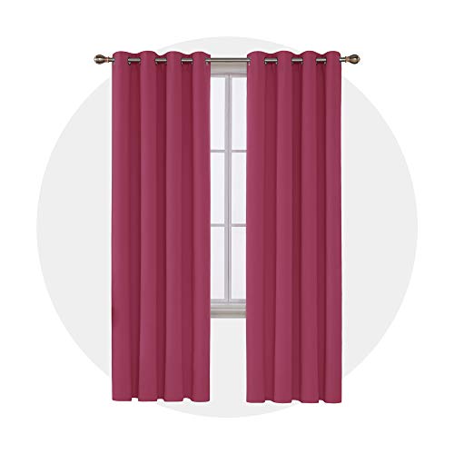 Image of Deconovo Blackout Curtain Room Darkening Panel for Bedroom or Living Room Grommet Thermal Insulated Lighting Reduce Drape 52 x 84 Inch Rose 1 Panel