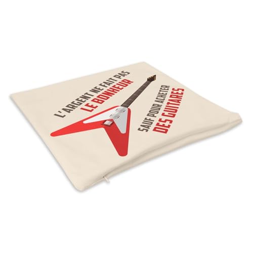 Coussin velours blanc Guitare Électrique 40x40 cm de haute qualité - 3