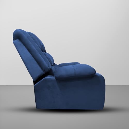 Image of Casaliving Lacy Motorised Standard Recliner | Motorised Single Recliner Sofa | Unique Lumbar Design | Premium Upholstery | (Blue Colour) Premium Fabric Sofa