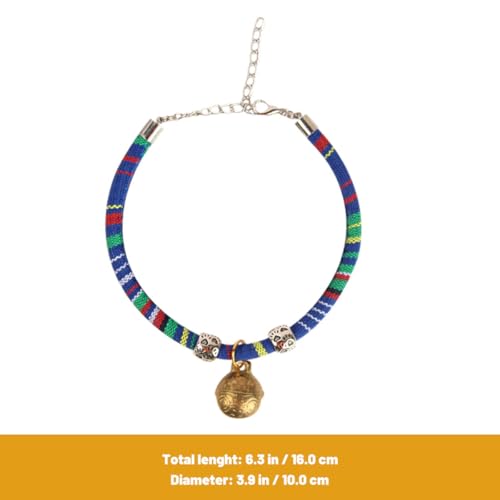 Collar para gatos de cuerda de algodón con campana LIGHTAOTAO ajustable estilo étnico pack de 3 3