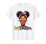 Chica Colombiana Bandera Colombia Orgullosa Afro Colombiana Mujeres Camiseta