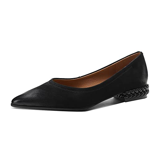 TinaCus Handmade Women's Genuine Leather Vintage Pointed Toe Flats Shoes
