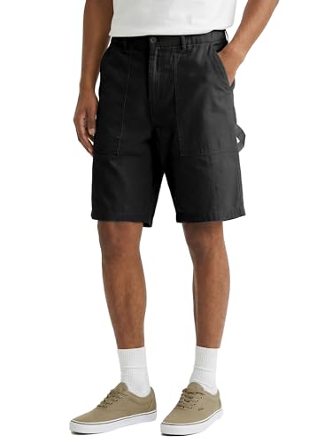 JMIERR Mens Cargo Shorts Cotton Carpenter Shorts Elastic Waist Work Shorts for Men Construction with Pockets Summer Clothes, M, Black