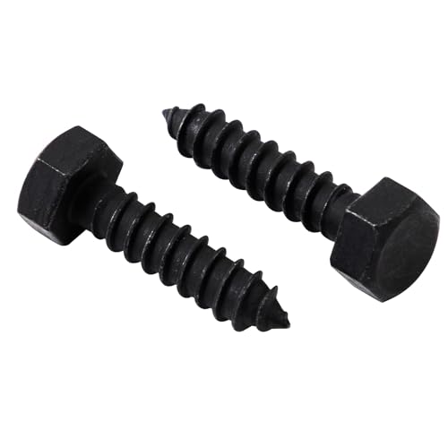 LIONMAX Lag Screws Bolts 3/8" x 1-1/2 Inch, 15-PCS, Stainless Steel Black Lag Bolt, Hex Head Wood Screws