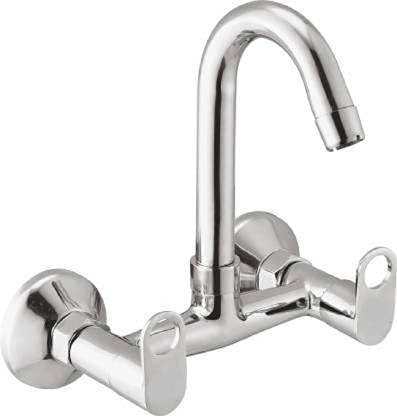 Floyd Brass Sink Mixture Tap Swinging Spout/Wall Mounted for Kitchen/Wash Basin Quarter Turn with Shiny Chrome Taper Cock Faucet (Wall Mount Installation Type)...