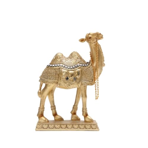 zaoalife Camel Statue, Resin Camel Figurine Small Animal Statues,Golden Camel Statue Figurines Decor Ornament, for Home Bookshelf Decor