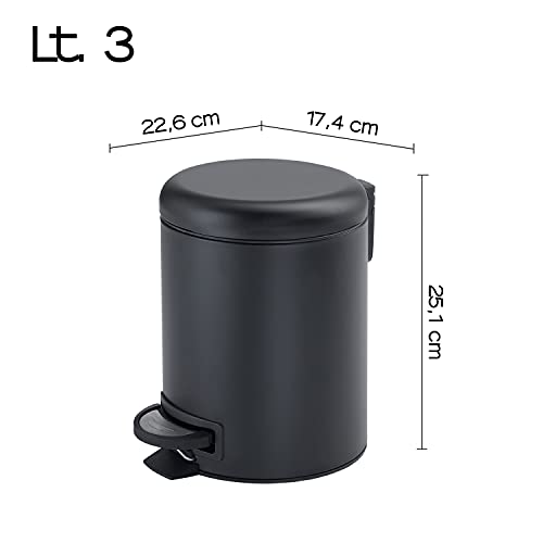 Gedy Potty Waste Bin, Stainless Steel, Matte Black, 3 Litres, dull black, 3 Litros - Image 2
