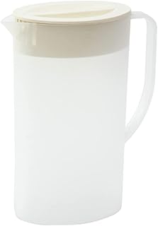 麦茶ポット 2リットル 耐熱 冷水筒 洗いやすい スリム ウォーターピッチャー プラスチック おしゃれ 冷水ポット 広口設計 熱湯可 透明 大容量 冷蔵庫ポット 割れない ドリンクポット ホワイト 2.0L