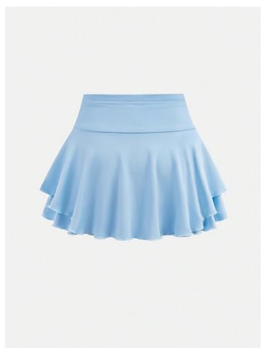 SOLY HUX Saias de tênis femininas cintura alta golfe saia atlética com shorts embaixo, Azul claro, 1