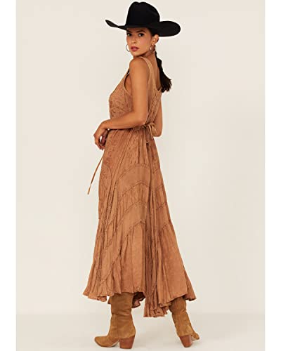Image of Scully Ash Grey Full Length Lace-Up Front Womens Sleeveless Dress HC118