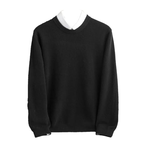 Dcvmvmn Men's Autumn Winter O-Neck Pullovers Business Casual Base Wool Sweater Knit High-Grade Warm Male Jumper Black