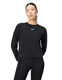 Nike Women's Dri-Fit One Crew-Neck French Terry Sweatshirt, Black/White, X-Small