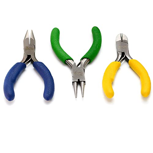 The Beadsmith Color-ID Mini Pliers â Color Coded Set â 3 Inches, 3 Piece Kit: Chain Nose, Round Nose, & Side Cutter â Tools for Jewelry Making