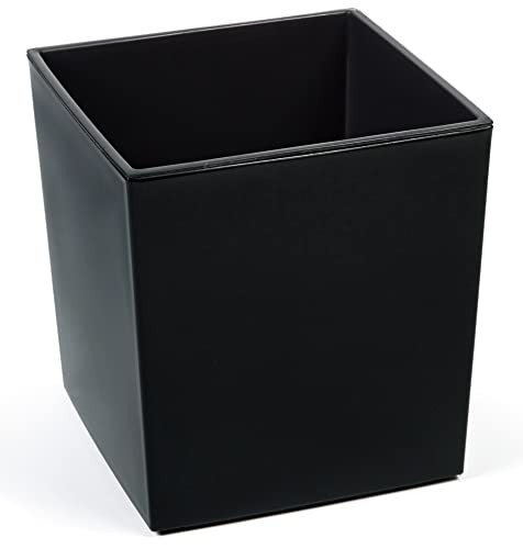 Tymar Blumentopf, Pflanzkübel, Übertopf, Blumenkübel aus Kunststoff, Gross, Quadrat, Glanz, Garten, Balkon, Terrasse, Haus (Schwarz, 40x40 cm)
