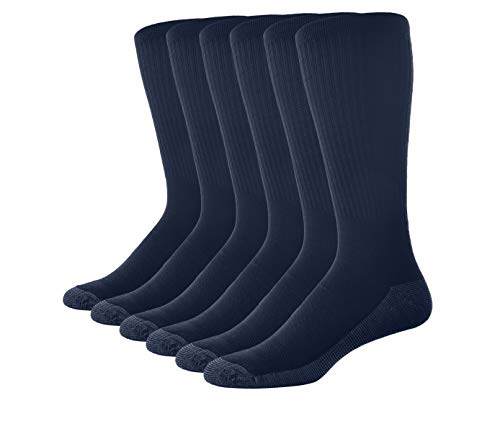 Casual Garb Mens Crew Socks 6 Pair Pack Moisture Wicking Socks Crew Work Socks For Men (Navy, Sock Size: 13-15 Fits Shoe: 12-16)