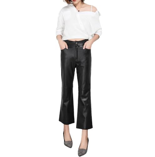 Leather Pants for Women Spring Caramel Slim Skinny Trousers Casual