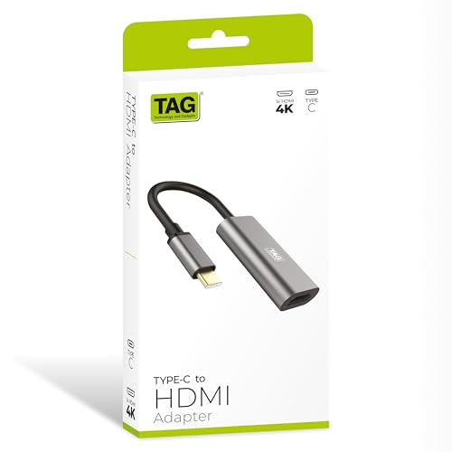 Image of TAG USB Type C to HDMI Adapter | 4K HDMI | Metal Body | Ultra Slim, Compact and Portable | Plug and Play | Universally Compatible with PC, MacBook Pro, MacBook Air, Laptops, Tablets