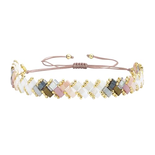 Image of KELITCH Colorful Tila Beaded Bracelets Women Strand Friendship Bracelet Handmade New Link Cuff Bracelets