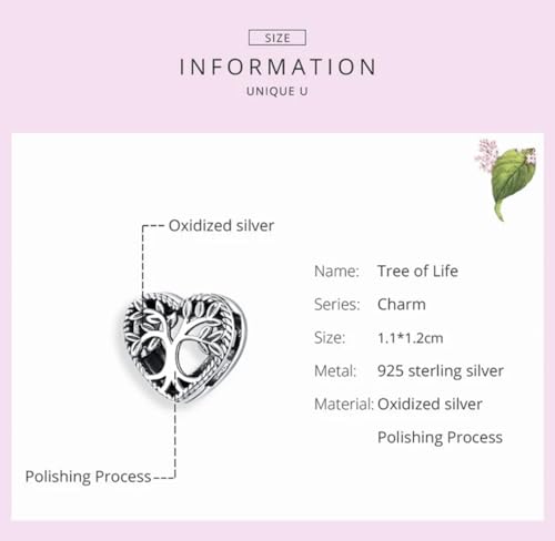 Charm de clip árbol genealógico plata 925 regalo para pulsera Reflections 4
