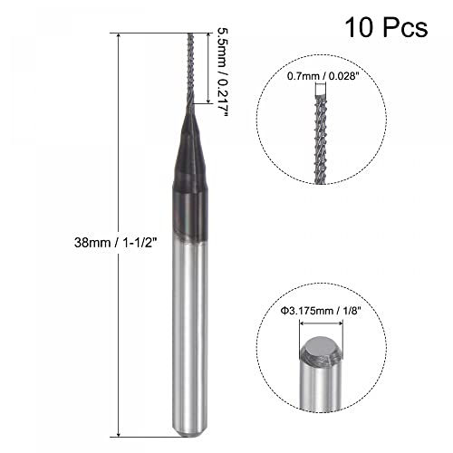 Image of uxcell End Mill CNC Router Bits, 0.7mm x 5.5mm 1 /8 inch Shank Diamond Film Coated Carbide Engraving Bit Milling Cutter Right Hand for PCB Plastic Fiber Wood 10pcs