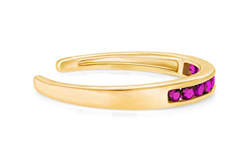 Affy Round Cut Simulated Ruby Channel Set 10K Yellow Gold Womens Adjustable Toe Ring #TOP3