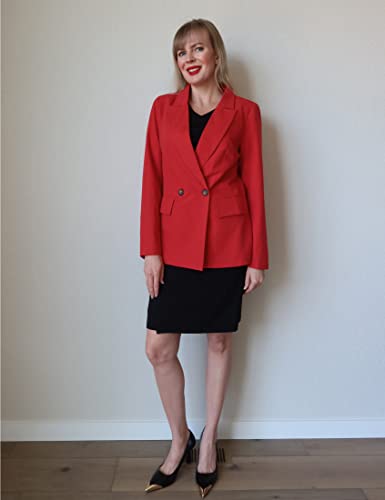 Luvamia Women Casual Long Sleeve Lapel Oversized Work Blazer Boyfriend Jacket True Red Womens Blazer Red Suit Red Suit Jacket Size Large Fits Size 12 / Size 14 #TOP3