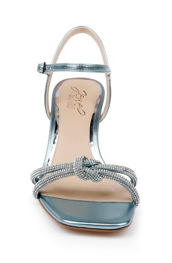 Image of Jewel Badgley Mischka Maci Metallic Sandal with Rhinestone Knot Detail