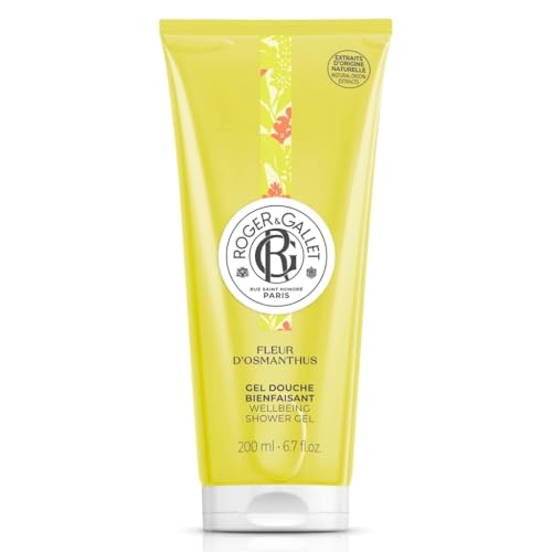 Roger&Gallet - Gel de Ducha Perfumado Fleur d'Osmanthus - Notas de albaricoque, mandarina, osmanthus, benjuí - Enriquecido con aloe vera - Espuma cremosa e hidratante - Vegano