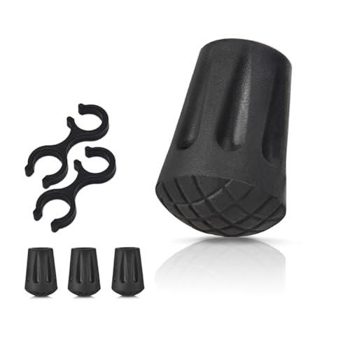 4 puntas de goma para bastón de trekking, accesorios todo terreno para bastones de marcha nórdica con diámetro interior de 11 mm. Compatible con la mayoría de bastones de