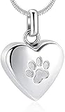 Diseño de collar de urna: el colgante de corazón con huella de perro simboliza nuestra conexión permanente con nuestros seres queridos. Adopta el diseño de anillo de sellado impermeable. Una vez que la cámara está llena, está bien cerrada para asegurar el contenido. Este collar de urna está disponible en varios colores para adaptarse a todos los gustos personales.
