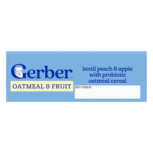 GERBER CEREAL FOR BABY POWER BLEND Toddler Oatmeal Lentil Peach Apple 5x8oz
