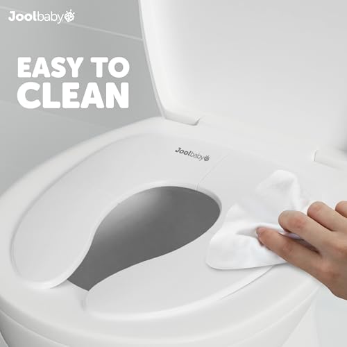 Image of Jool Baby Folding Travel Potty Training Seat for Toddlers, Fits Round & Oval Toilets, Non-Slip Suction Cups, Includes Free Travel Bag (White)