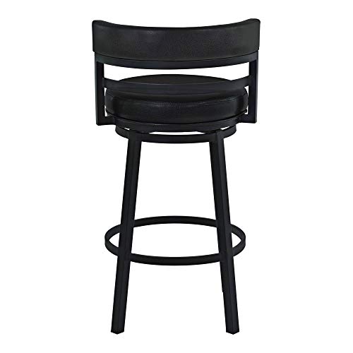 Armen Living Madrid 26" Counter Height Swivel Barstool In Ford Black Faux Leather And Black Metal Finish #TOP7