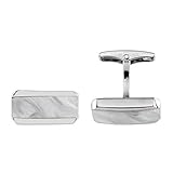 LINDENMANN Manschettenknöpfe, silberfarben, Perlmutt Einlage, rechteckig, Geschenketui, 90107