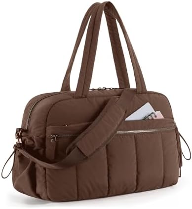 BAGSMART Puffer Reisetasche, Sporttasche Damen 24L Weekender Wickeltasche | Wasserabweisend Travel Bag Handgepäck Gym Bag Kliniktasche Geburt Krankenhaustasche Mit PVC Nasse Tasche