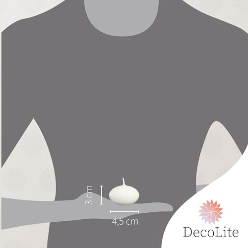 24x DecoLite Schwimmkerzen 30x45 mm Weiß & Elfenbein | Schwimmfähig | RAL-zertifiziert | Rußfrei & tropffrei | Deko für Hochzeit, Sommerfest, Wellness, Tischdeko | Praktisch (weiss)