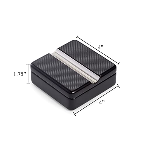 Carbon Fiber Design Single Cigar Ashtray With Swivel Design, Solid Wood Ashtray, Travel Cigar Accessory #TOP4
