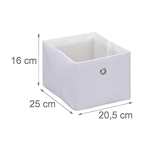 Relaxdays 2x Storage Boxes, Rectangular Fabric Basket, Container without Lid, Shelf Organiser, 16 x 20.5 x 25 cm, White - Image 4
