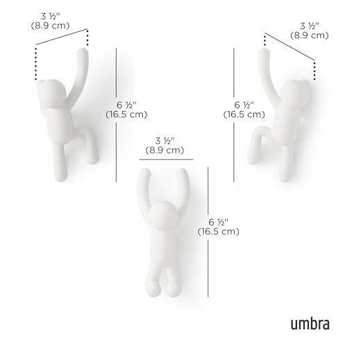 Image of Umbra Buddy 3 Piece Plastic Wall Hook, White