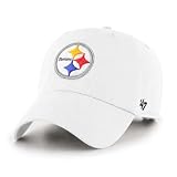 47 NFL Unisex Adult Alternate Clean Up Primary Logo Adjustable Hat Cap One Size (US, Alpha, One Size, Pittsburgh Steelers - White, Pittsburgh Steelers)