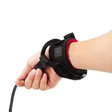 Image of Gooby Neoprene Wristband Sport Leash, Black, 6 FT | Hands-free wristband; Neoprene padded cushion; 6 ft; Adjustable hook-and-loop fastener; All-weather